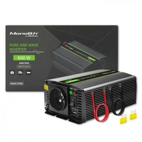 Pretvarač napajanja/inverter QOLTEC Monolith Auto (600 W) crni-1
