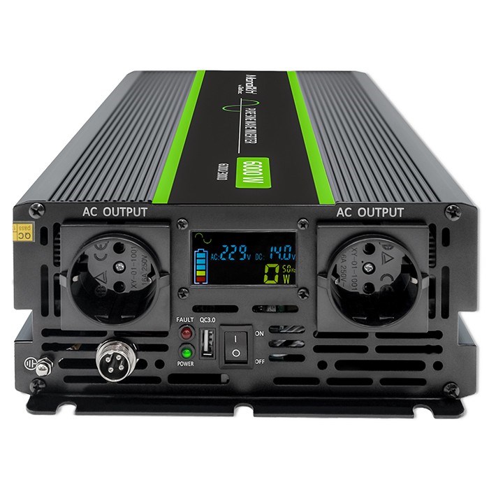 Pretvarač napona QOLTEC 51923 Monolith (3000W/6000W, 24V na 230V, Čisti sinus, LCD)-2