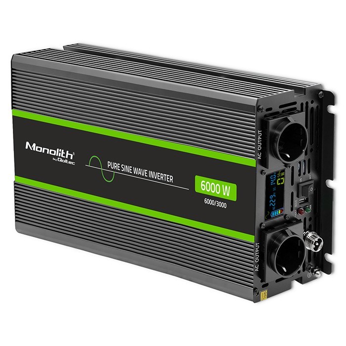 Pretvarač napona QOLTEC 51923 Monolith (3000W/6000W, 24V na 230V, Čisti sinus, LCD)-1