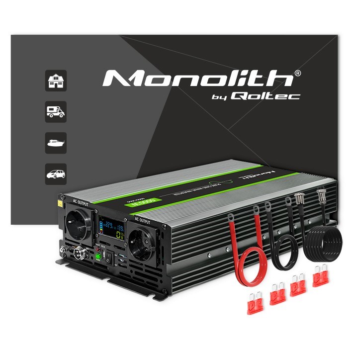 Pretvarač napona QOLTEC 51923 Monolith (3000W/6000W, 24V na 230V, Čisti sinus, LCD)-13