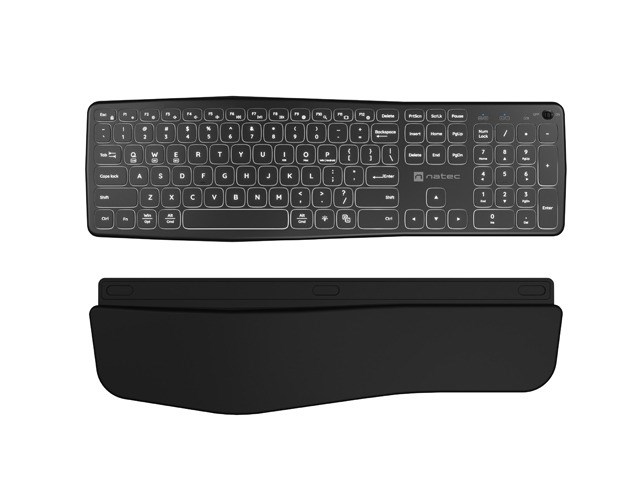 Tipkovnica NATEC Porifera (Bežična, Bluetooth + 2.4 GHz, X-Scissor, US layout, bijelo pozadinsko osvjetljenje)-8