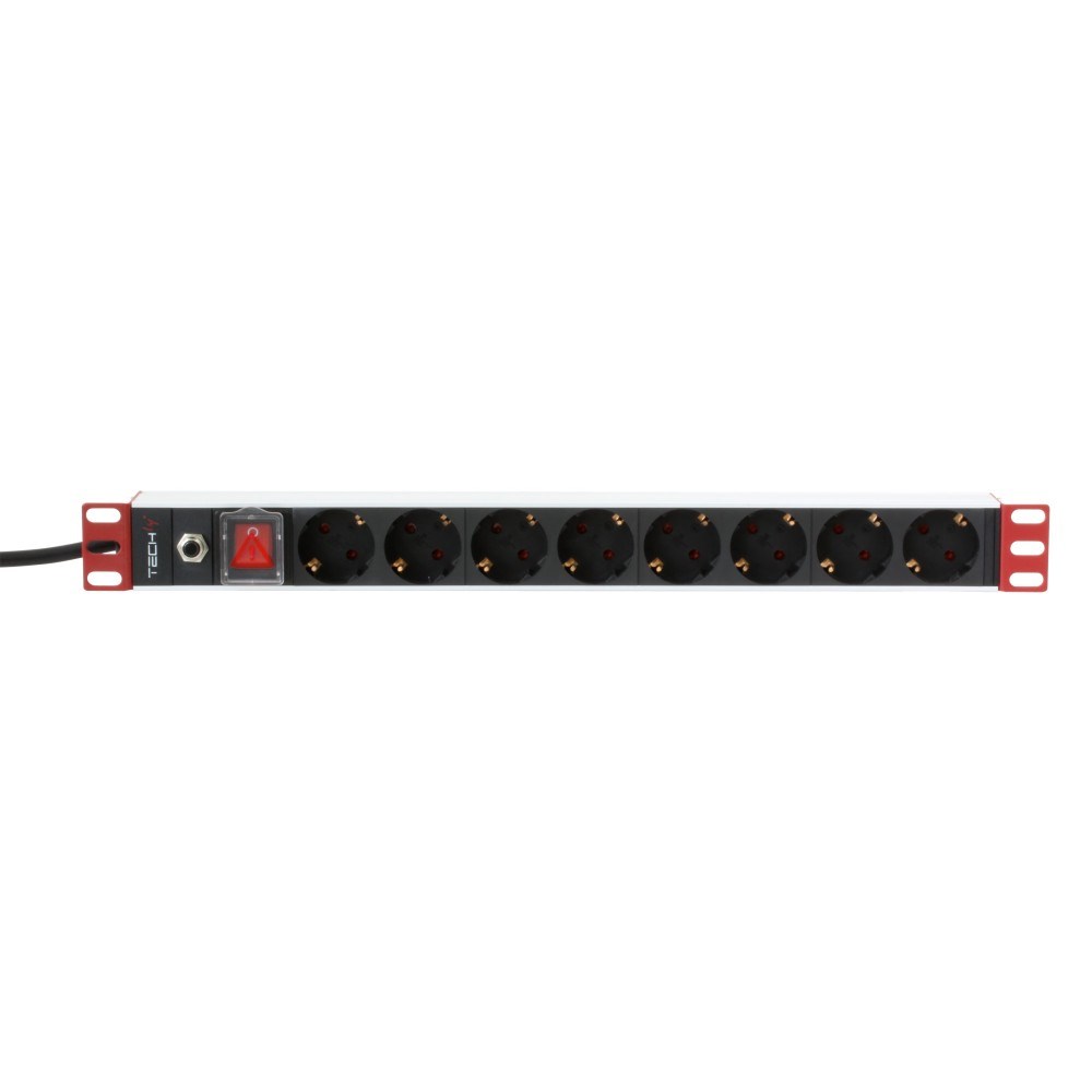 Razdjelnik napajanja za rack TECHLY 8051128106893 (1u, 19", 8x schuko, 250v/16a, kabel 3m)-0