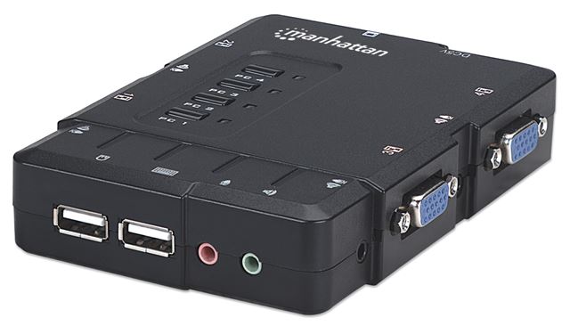 Prekidač MANHATTAN MH KVM 4-port switch (ip kvm, 4x kvm usb, 1600x1200, osd hot key)-0