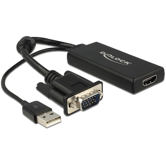 Video transformer DELOCK - sort (HDMI, VGA, 1920 x 1080, 0.25 m, crna boja)