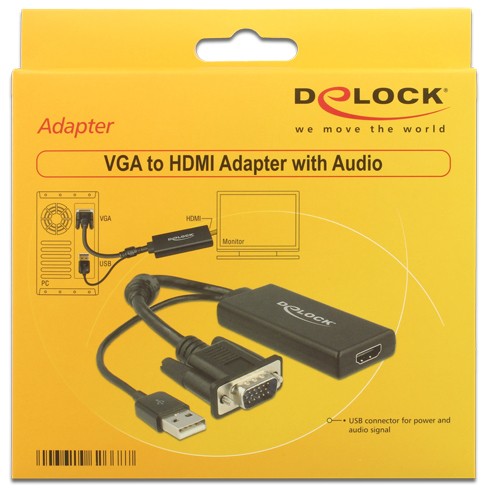 Video transformer DELOCK - sort (HDMI, VGA, 1920 x 1080, 0.25 m, crna boja)-1