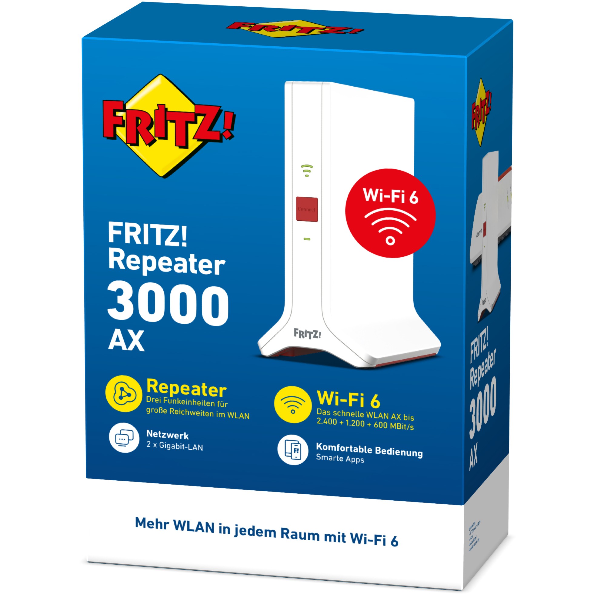 Mrežni repetitor AVM FRITZ REPEATER 3000 AX (Wi-Fi 6, Tri-band, 4200 Mbit/s, 2x RJ-45, DC)-3