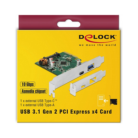 Delock PCIe 3.0 x4 na USB 3.2 Gen 2 Adapter Kartica, 1x USB-A, 1x USB-C-5