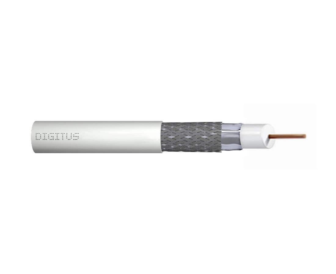 Koaksijalni kabel DIGITUS RG-6 (75 Ohm, zaštitni sloj 2x folija + 77% pletenica, Eca, PVC, 500m, bijela, namotaj)-1