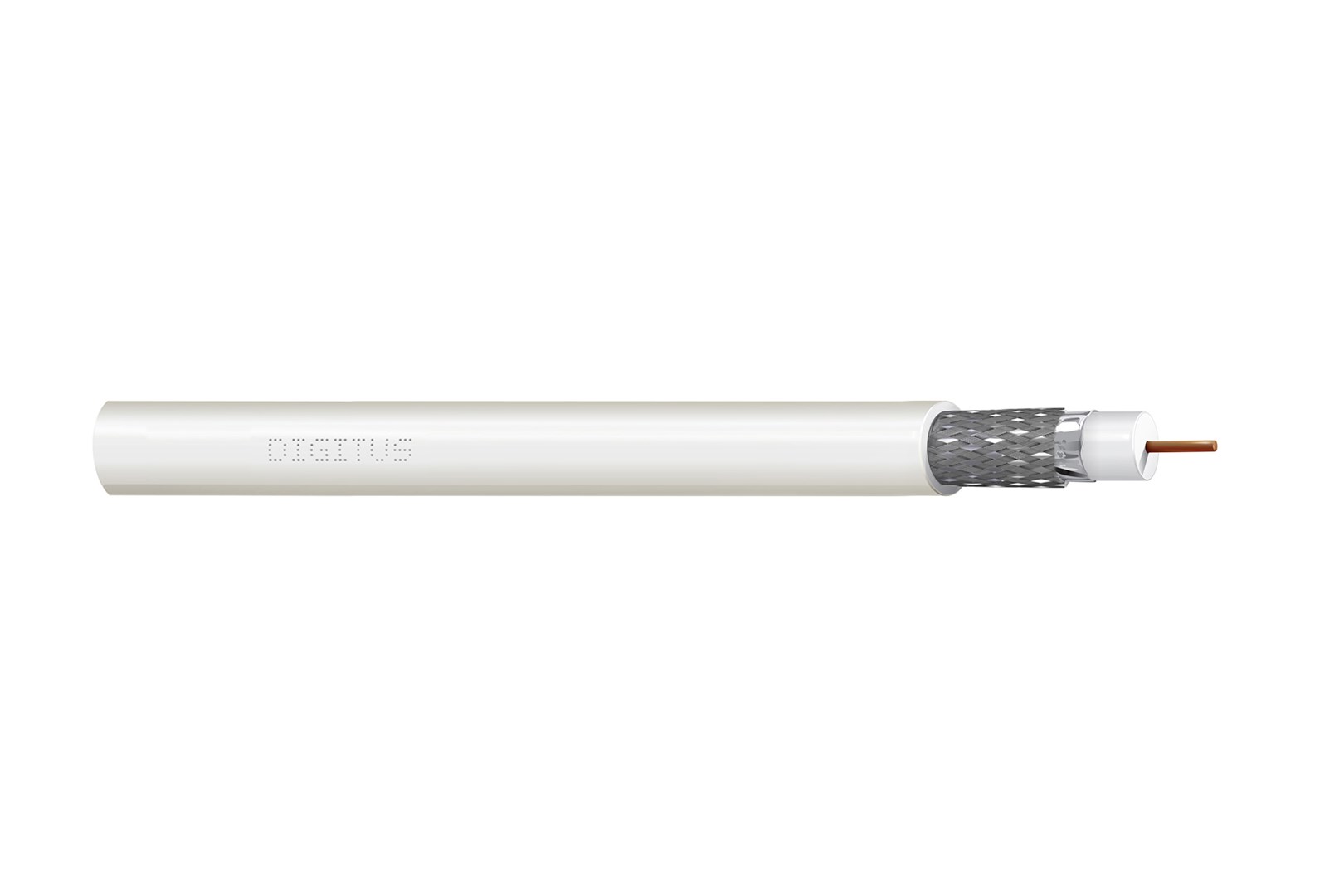Koaksijalni kabel DIGITUS (RG-6, 75 Ohm, 2x folija + 77% pletenica, Eca, PVC, 100m) bijeli