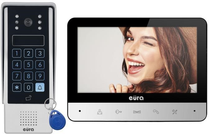 Video portafon EURA VDP-77A3 NEPTUN (7" LCD, 2 releja, noćno snimanje, IP44)