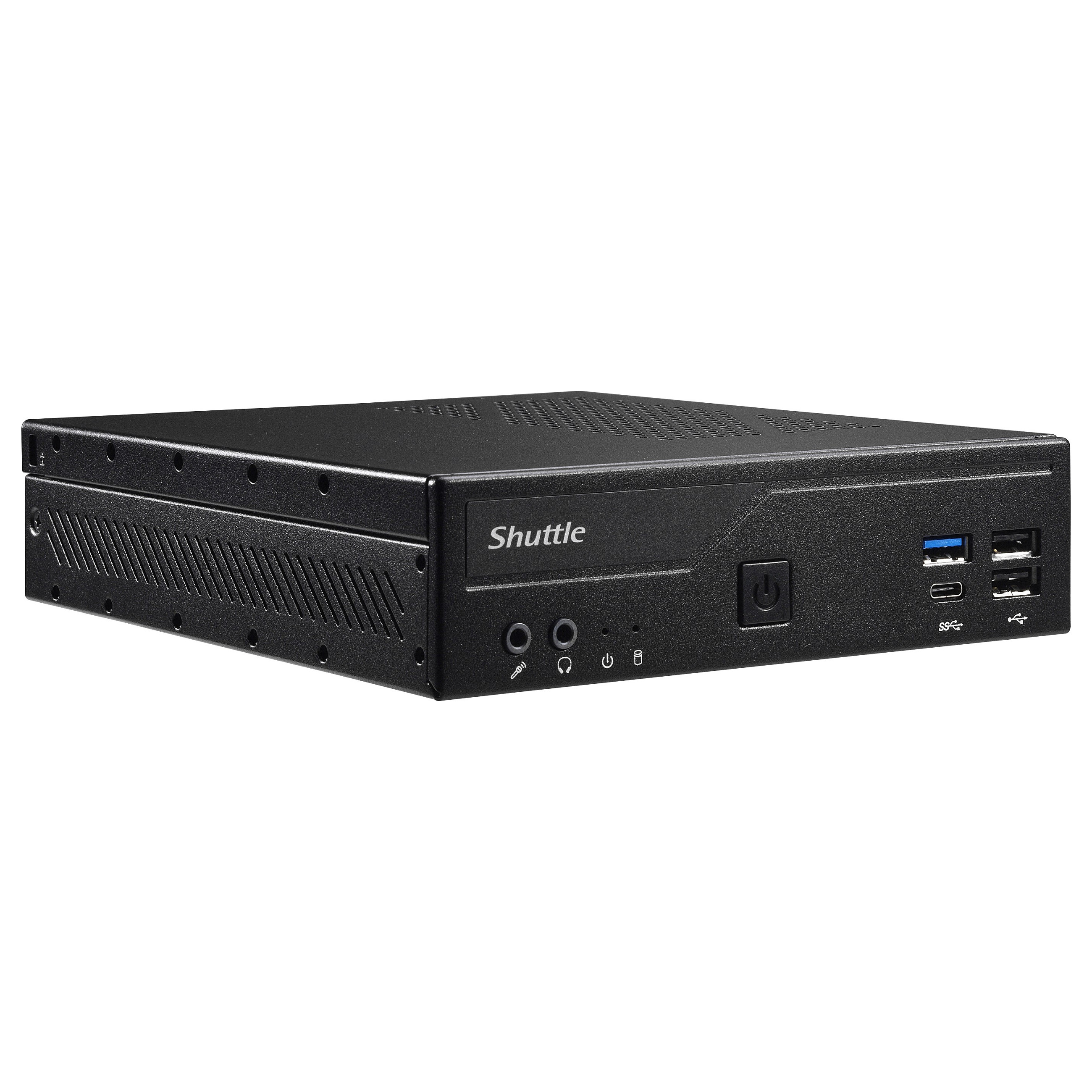 Kućište SHUTTLE XPC slim DH610 (mini PC barebone, DDR4-SDRAM, 2 SO-DIMM utora, 64 GB, Intel grafika, 3 priključena zaslona, 3840 x 2160, M.2, SATA, 120 W)