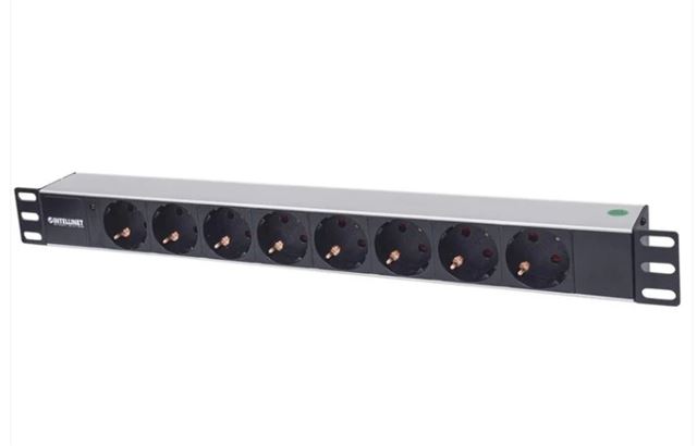 Intellinet 19" 1.5U Rackmount 8-Way Power Strip (njemački tip, LED indikator, bez zaštite od prenapona, kabel 1.6m)-0