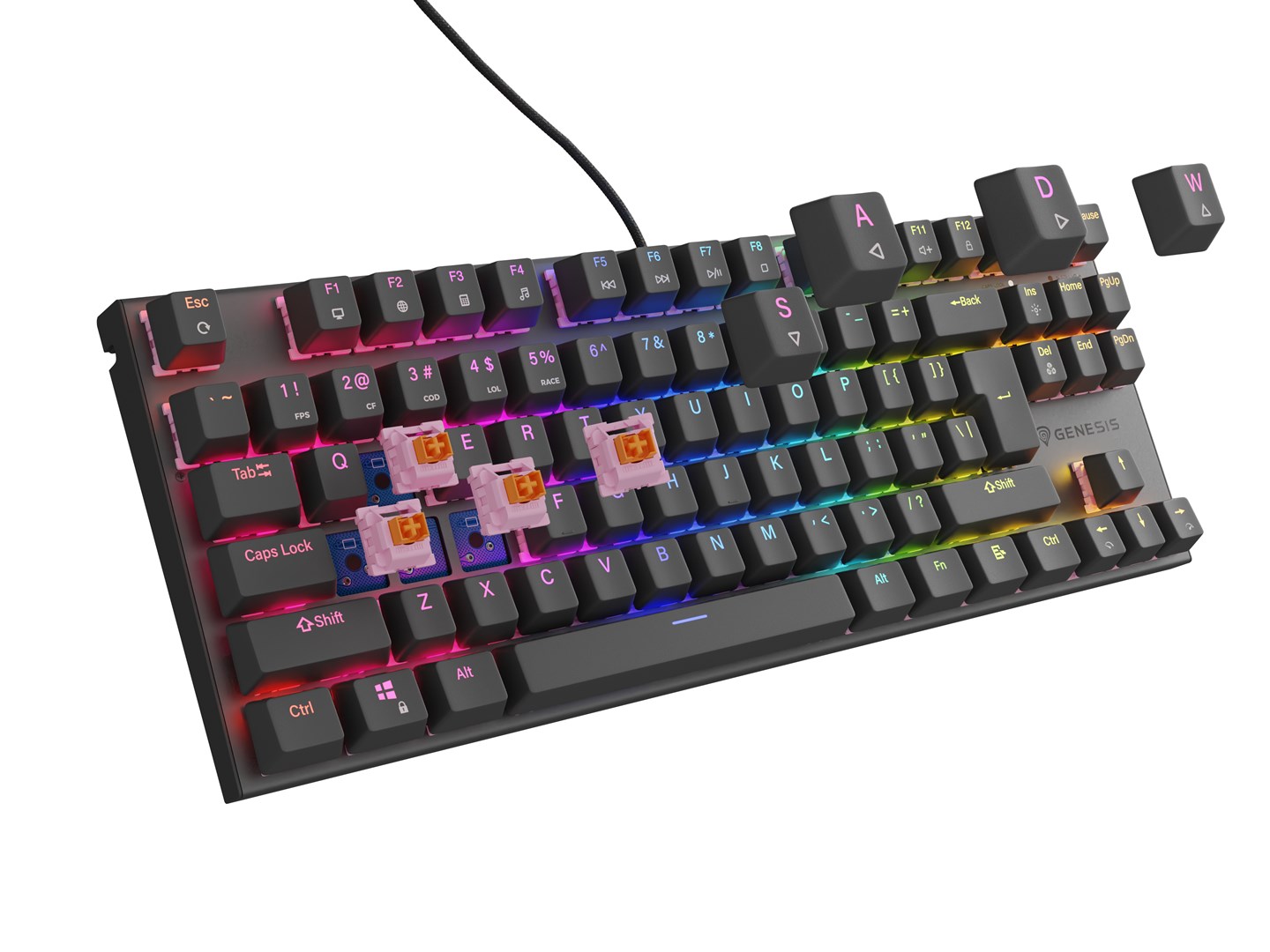 Igraća tipkovnica GENESIS Thor 303 TKL ES RGB (mehanička, tihi prekidači, pozadinsko osvjetljenje, crna)-5