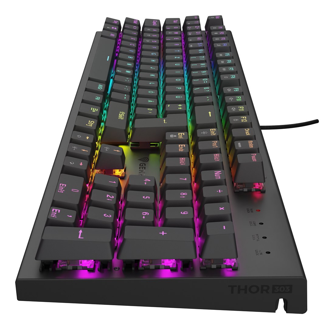 Igraća tipkovnica GENESIS Thor 303 DE (mehanička, RGB pozadinsko osvjetljenje, smeđa prekidača, hot swap, crna)-1
