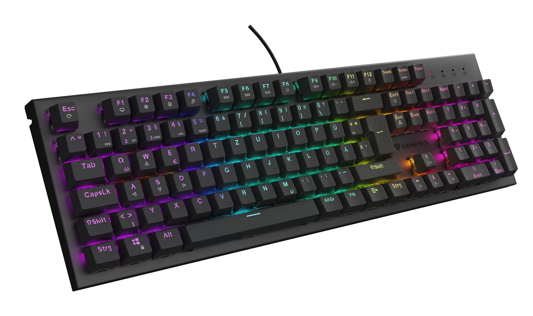 Igraća tipkovnica GENESIS Thor 303 DE (mehanička, RGB pozadinsko osvjetljenje, smeđa prekidača, hot swap, crna)-0