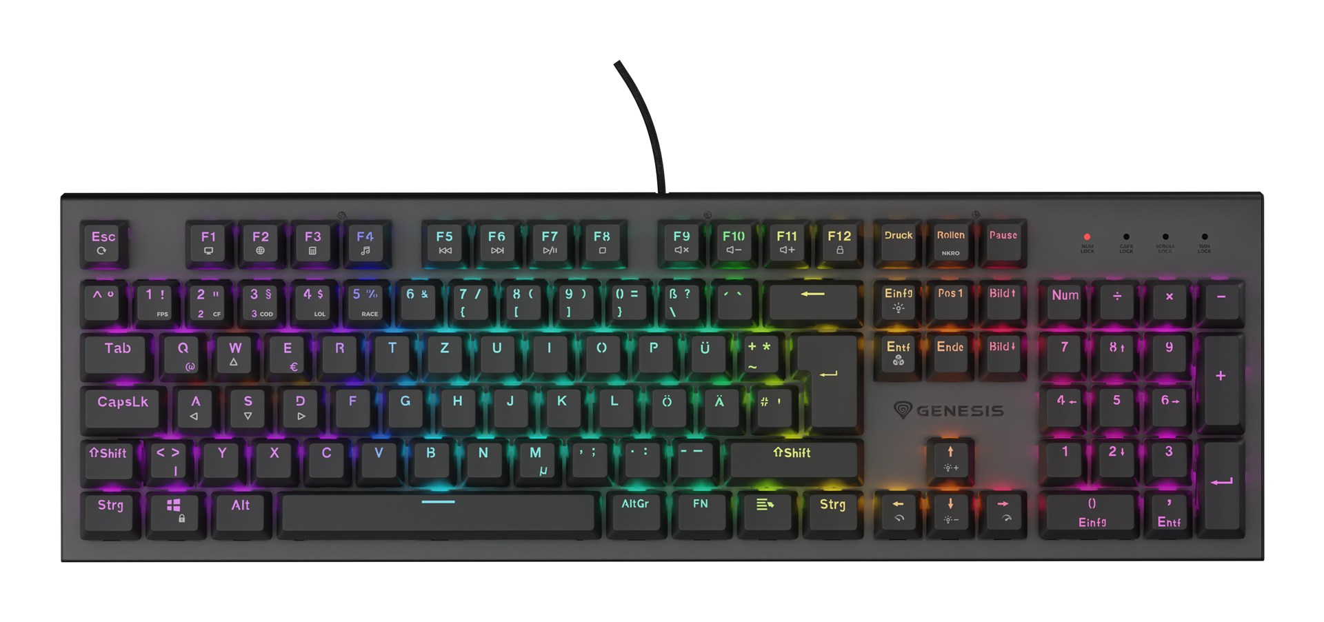 Igraća tipkovnica GENESIS Thor 303 DE (mehanička, RGB pozadinsko osvjetljenje, smeđa prekidača, hot swap, crna)-3