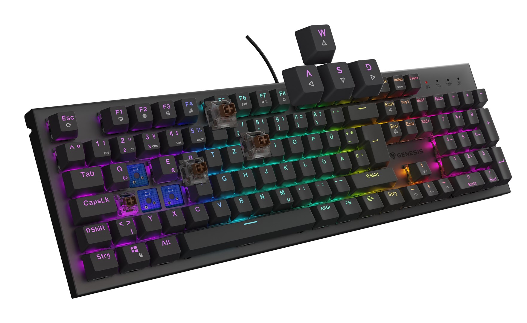 Igraća tipkovnica GENESIS Thor 303 DE (mehanička, RGB pozadinsko osvjetljenje, smeđa prekidača, hot swap, crna)-7