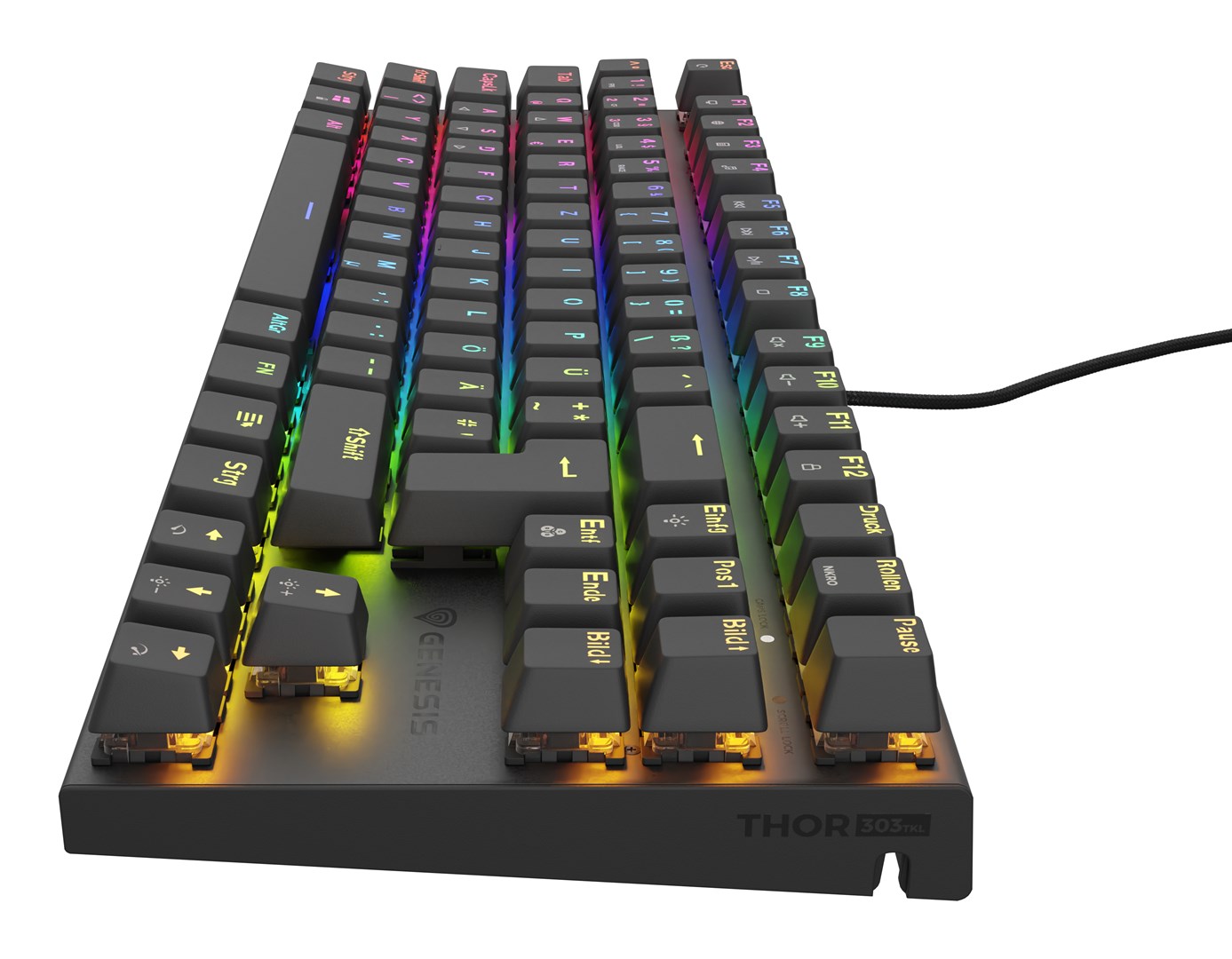 Gaming tipkovnica GENESIS Thor 303 TKL DE (mehanička, RGB pozadinsko osvjetljenje, hot swap, smeđa, crna)-1