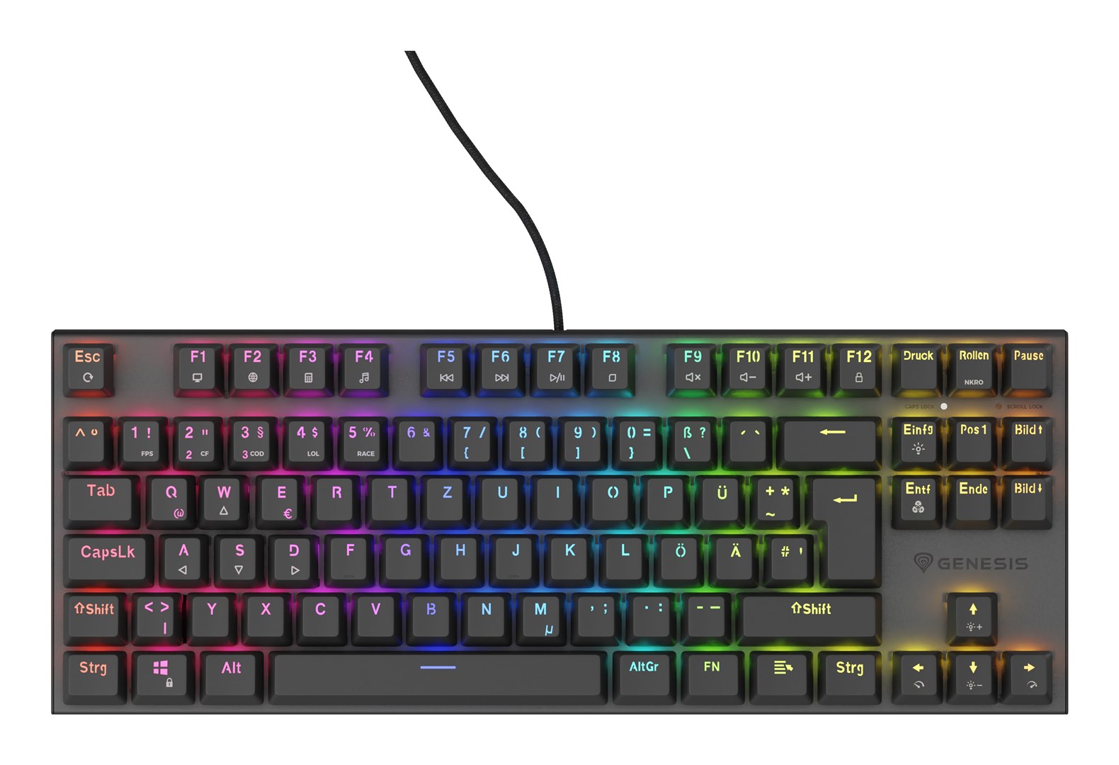 Gaming tipkovnica GENESIS Thor 303 TKL DE (mehanička, RGB pozadinsko osvjetljenje, hot swap, smeđa, crna)-3