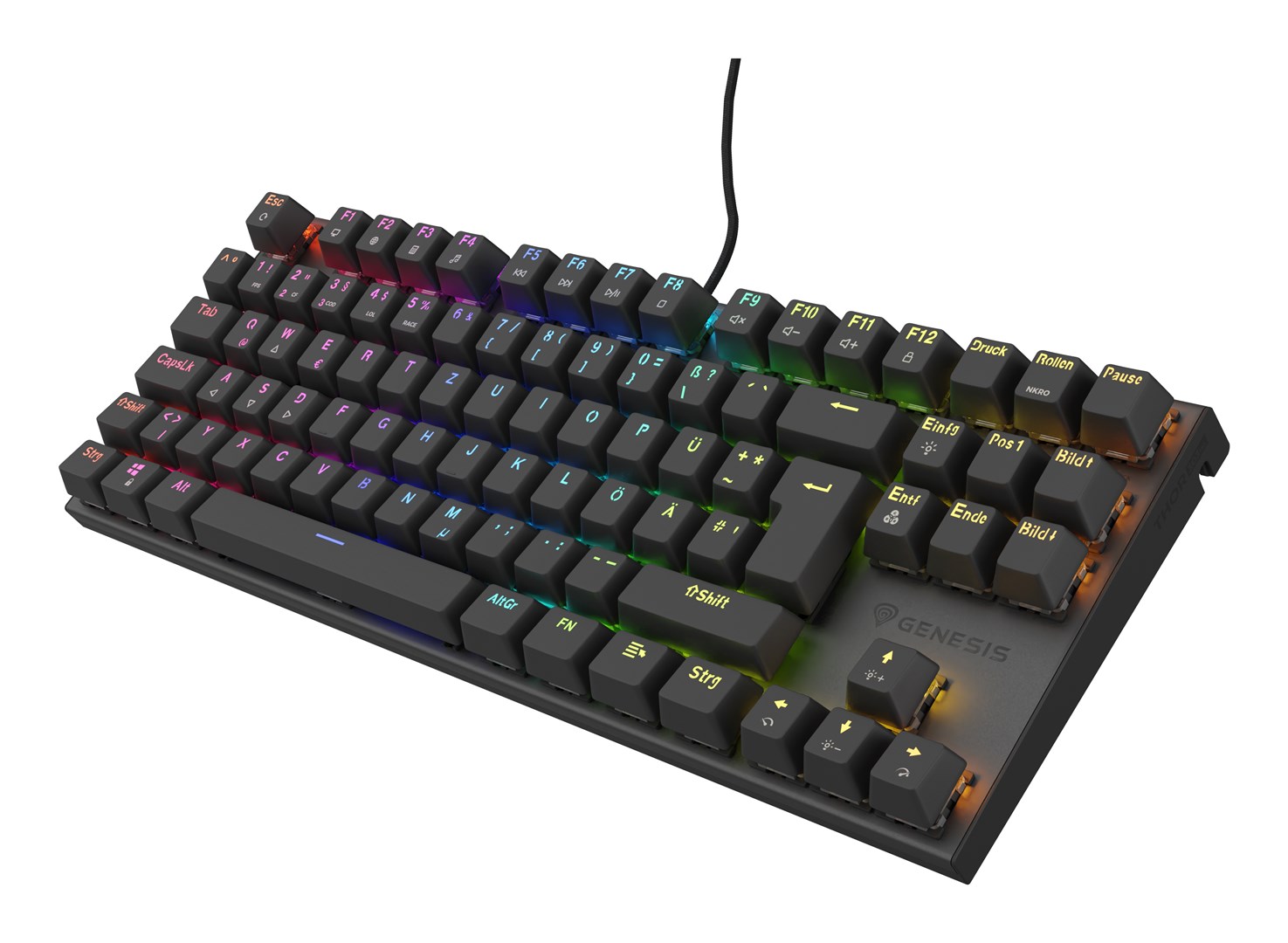 Gaming tipkovnica GENESIS Thor 303 TKL DE (mehanička, RGB pozadinsko osvjetljenje, hot swap, smeđa, crna)-2