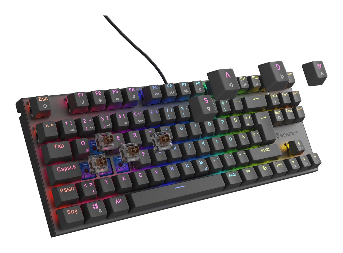 Gaming tipkovnica GENESIS Thor 303 TKL DE (mehanička, RGB pozadinsko osvjetljenje, hot swap, smeđa, crna)-6
