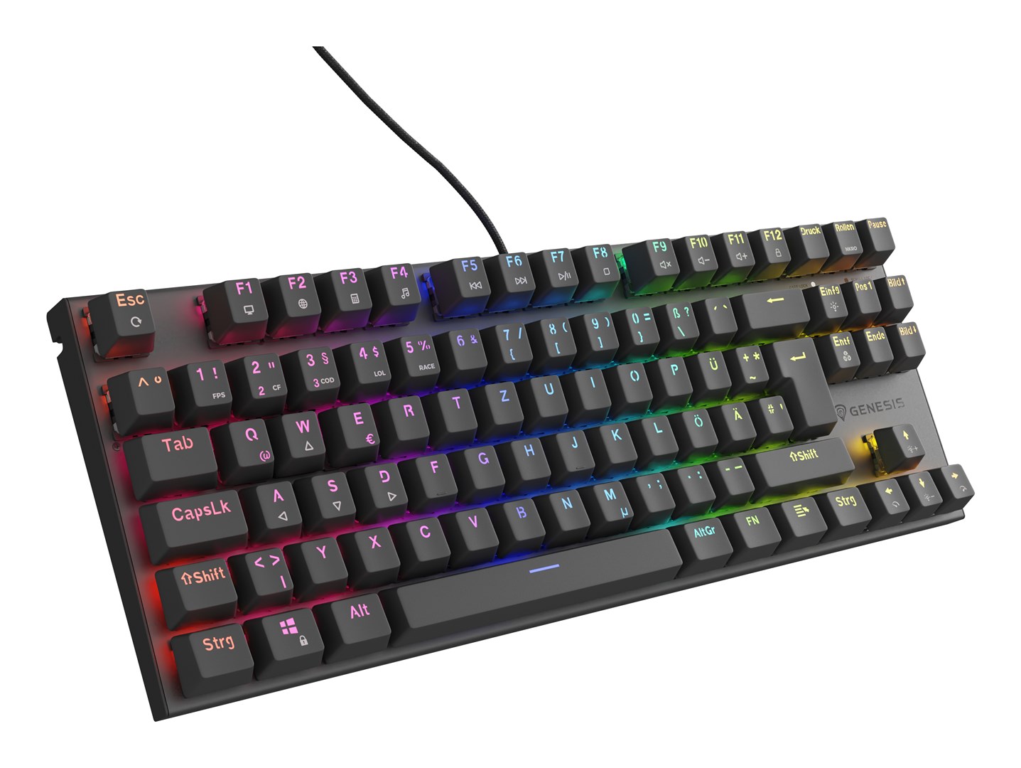 Gaming tipkovnica GENESIS Thor 303 TKL DE (mehanička, RGB pozadinsko osvjetljenje, hot swap, smeđa, crna)