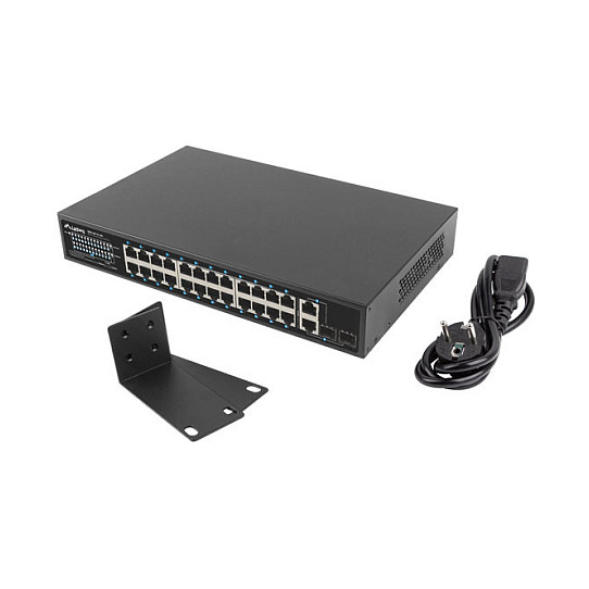 Lanberg Switch 24X 100MB DSP+/2X Combo Rack 19" 250W-2