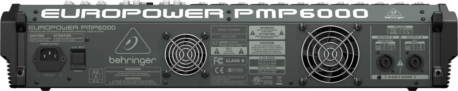Power mikser BEHRINGER PMP6000 (1600W, 20 kanala, Dual Multi-FX, FBQ)-1