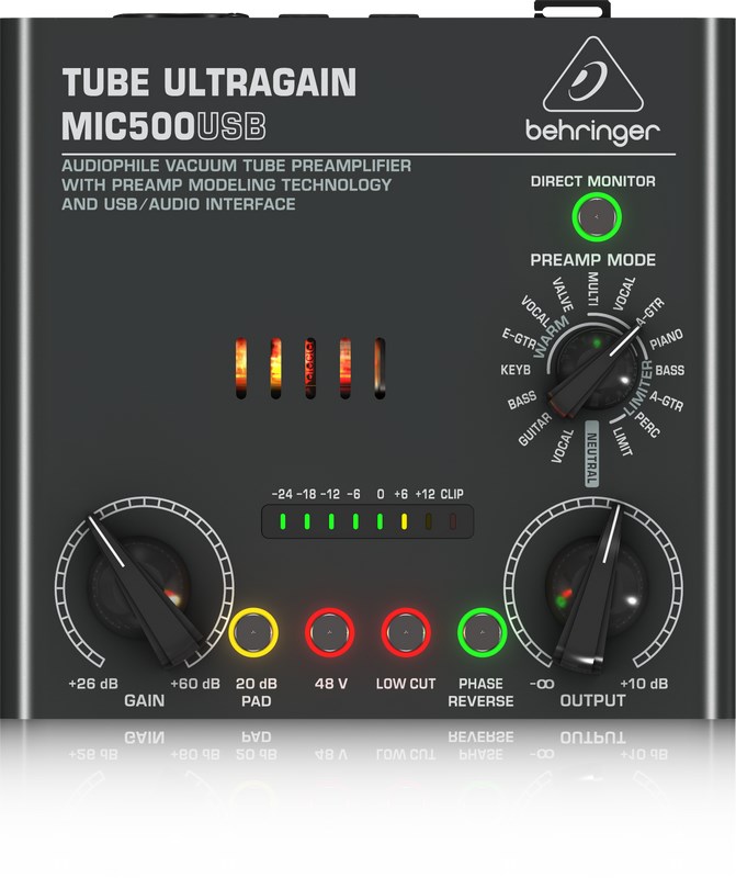 Mikrofonsko predpojačalo BEHRINGER MIC500USB (12AX7 lampa, USB sučelje)-1