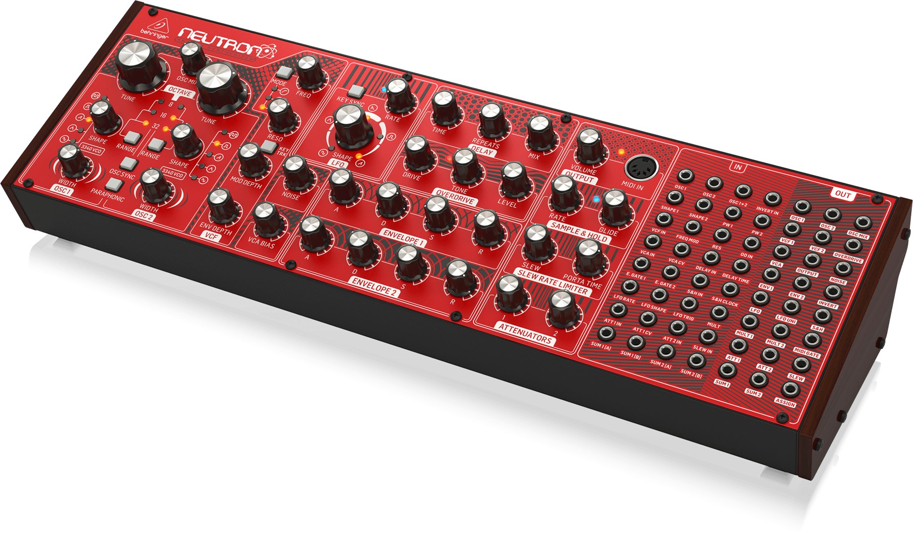 Analogni sintezator BEHRINGER NEUTRON (Crvena boja, Overdrive efekt, 1 nota polifonije, USB, MIDI in)-3