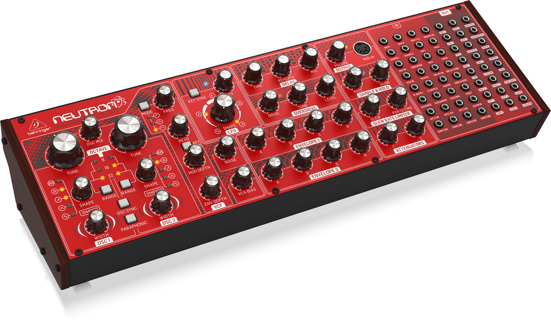 Analogni sintezator BEHRINGER NEUTRON (Crvena boja, Overdrive efekt, 1 nota polifonije, USB, MIDI in)-2