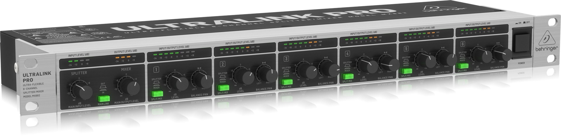 Rack mikser BEHRINGER ULTRALINK PRO MX882 V2 (8 kanala, splitter, 1U)-1