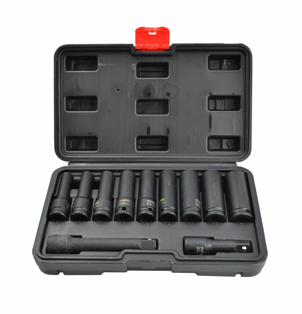 Set dugih utičnica za udarne ključeve, 1/2", 11 komada, AWTOOLS, IMPACT SOCKET SET 1/2" LONG 11pcs. BLACK LINE (crna linija)-1