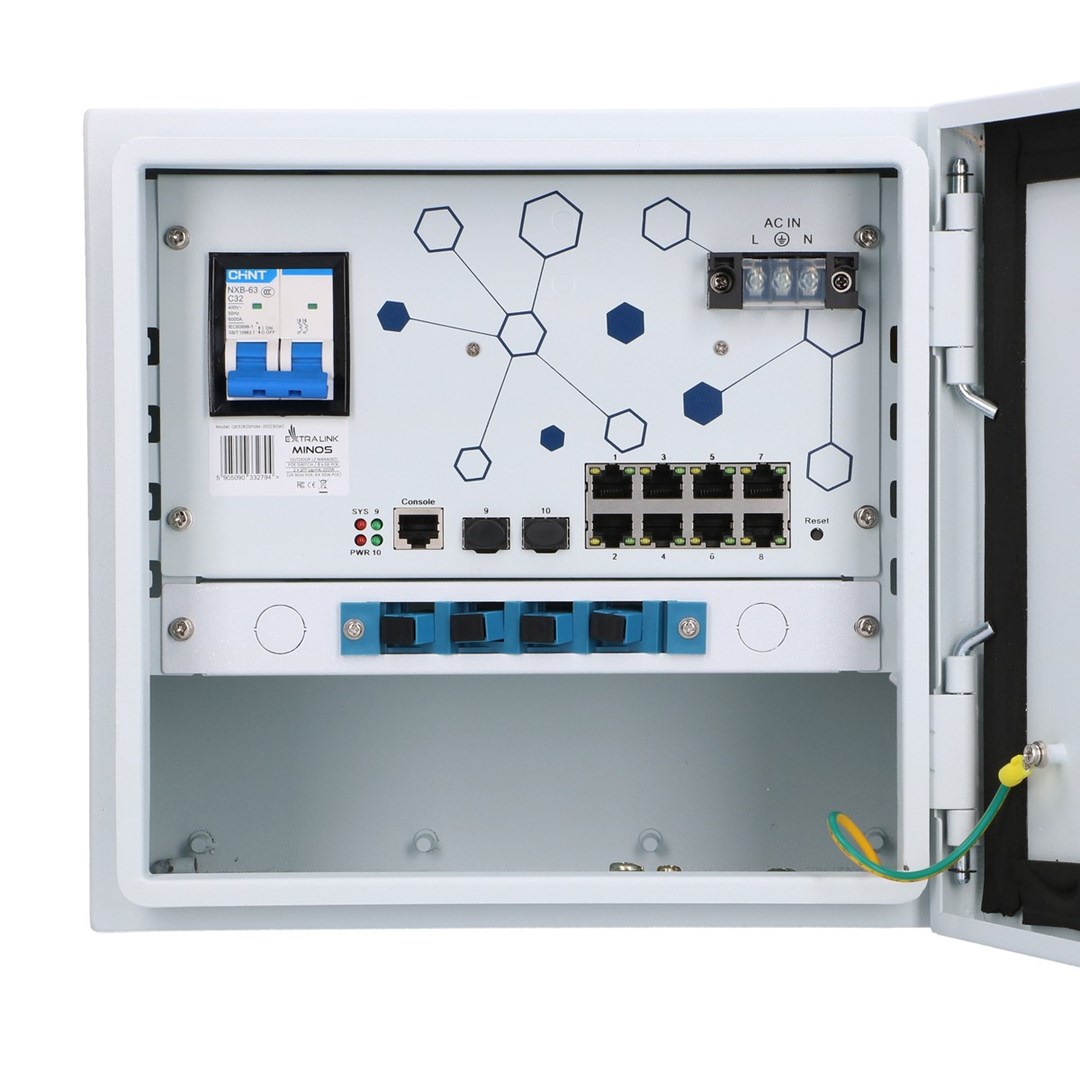 Vanjski PoE prekidač EXTRALINK Minos (8x RJ45 1000Mbps PoE, 2x SFP, 200W, L2, aktivno hlađenje)-3
