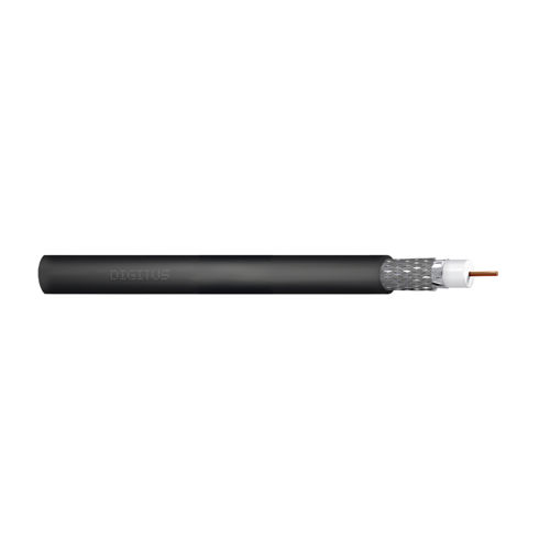 DIGITUS RG-6 Coaxial Cable, 75 Ohm, shielded (2x foil + 77% braid), Fca, PE, 500m, black, reel
