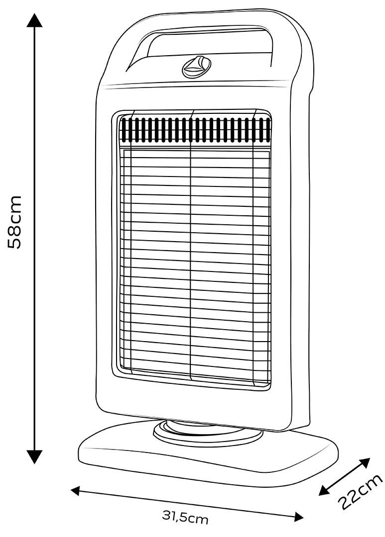 Halogeni infracrveni grijač, NEPOZNAT, 400/800/1200W (3 postavke grijanja)-4