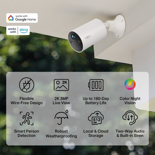 Bežična sigurnosna kamera TP-LINK Tapo C410 (za unutarnju i vanjsku upotrebu, 3 MP, 3.17mm/F1.65, H.264, Micro SD do 512GB)-4
