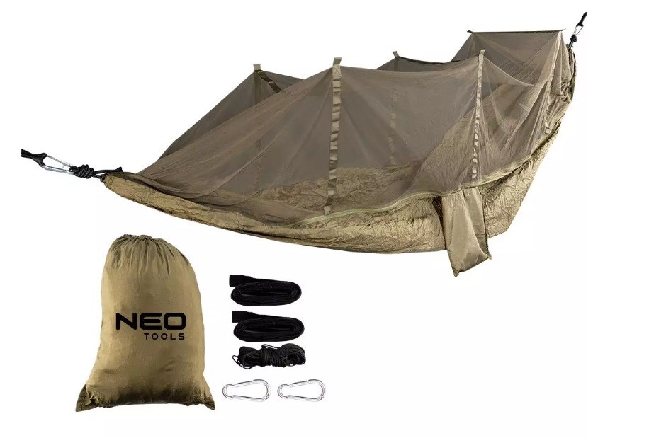 Viseća ležaljka s mrežom protiv komaraca NEO TOOLS (dimenzije 330 x 140 cm, set)-0