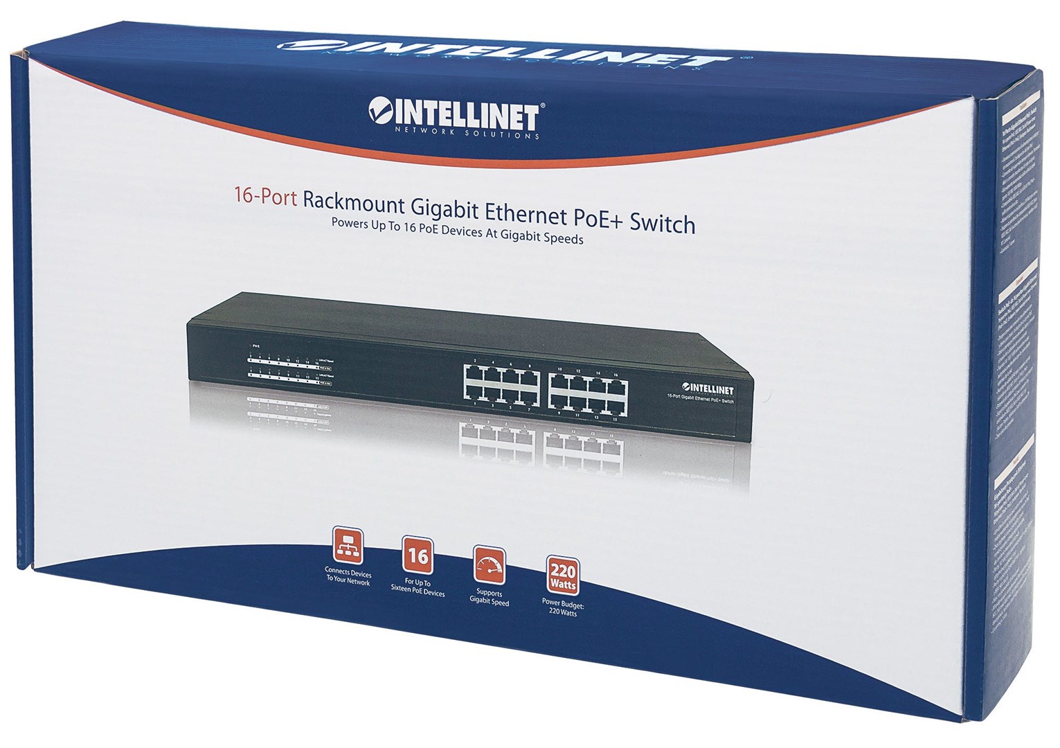 Mrežni prekidač INTELLINET 16-Port Gigabit Ethernet PoE+ Switch (16 x PoE portova, IEEE 802.3at/af Power-over-Ethernet (PoE+/PoE), Endspan, Rackmount)-1
