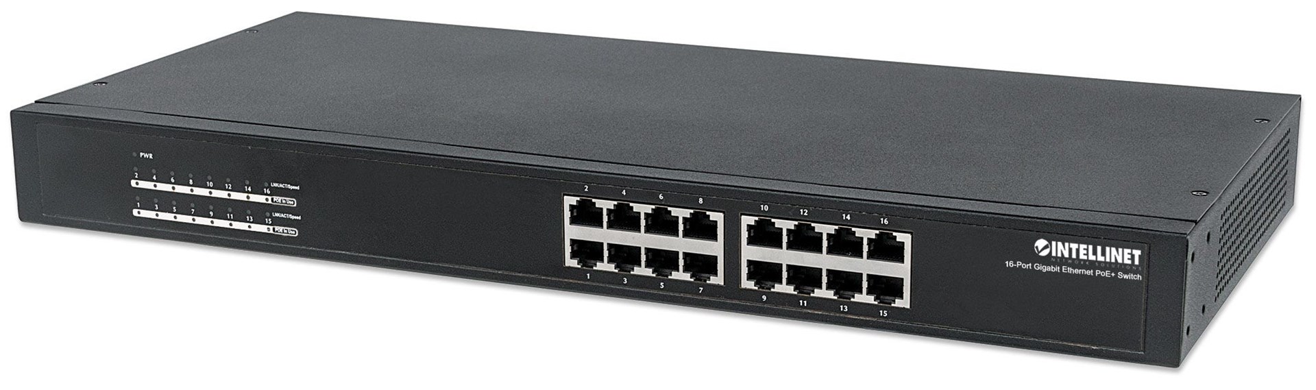 Mrežni prekidač INTELLINET 16-Port Gigabit Ethernet PoE+ Switch (16 x PoE portova, IEEE 802.3at/af Power-over-Ethernet (PoE+/PoE), Endspan, Rackmount)-2