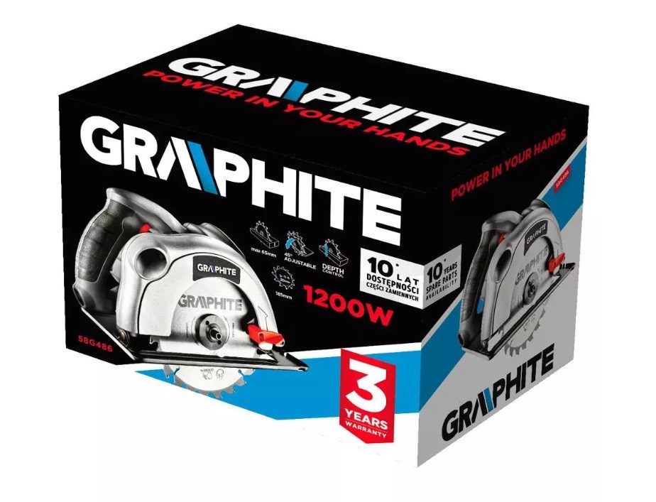 Kružna pila GRAPHITE 1200W (promjer diska 185 mm)-2