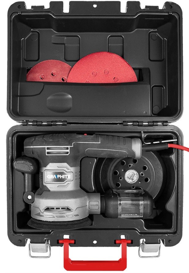 Ekscentrična brusilica GRAPHITE 450W s koferom (disk 125/150mm)-6