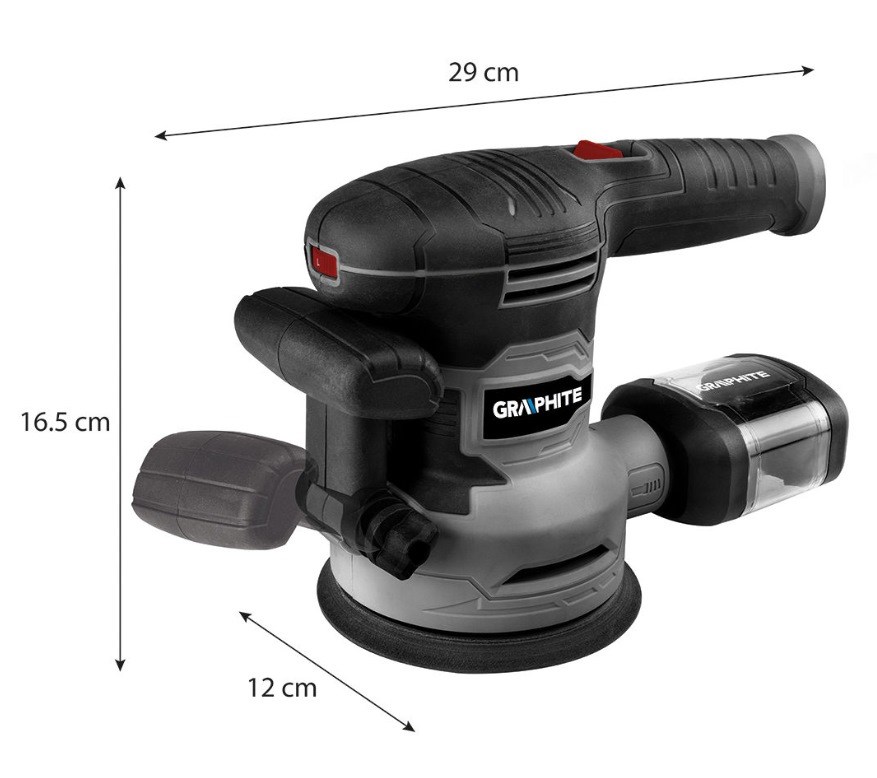 Ekscentrična brusilica GRAPHITE 450W s koferom (disk 125/150mm)-9