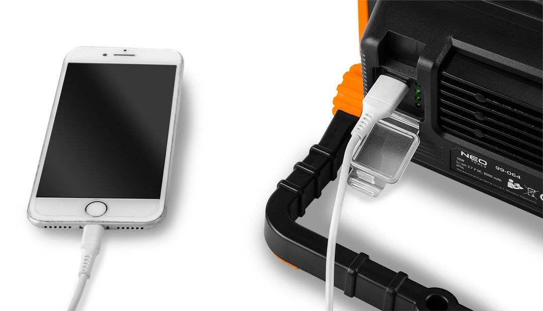 Akumulatorski LED reflektor NEO TOOLS 99-064 (20W, 2000 lm, 8000 mAh, Power Bank)-2
