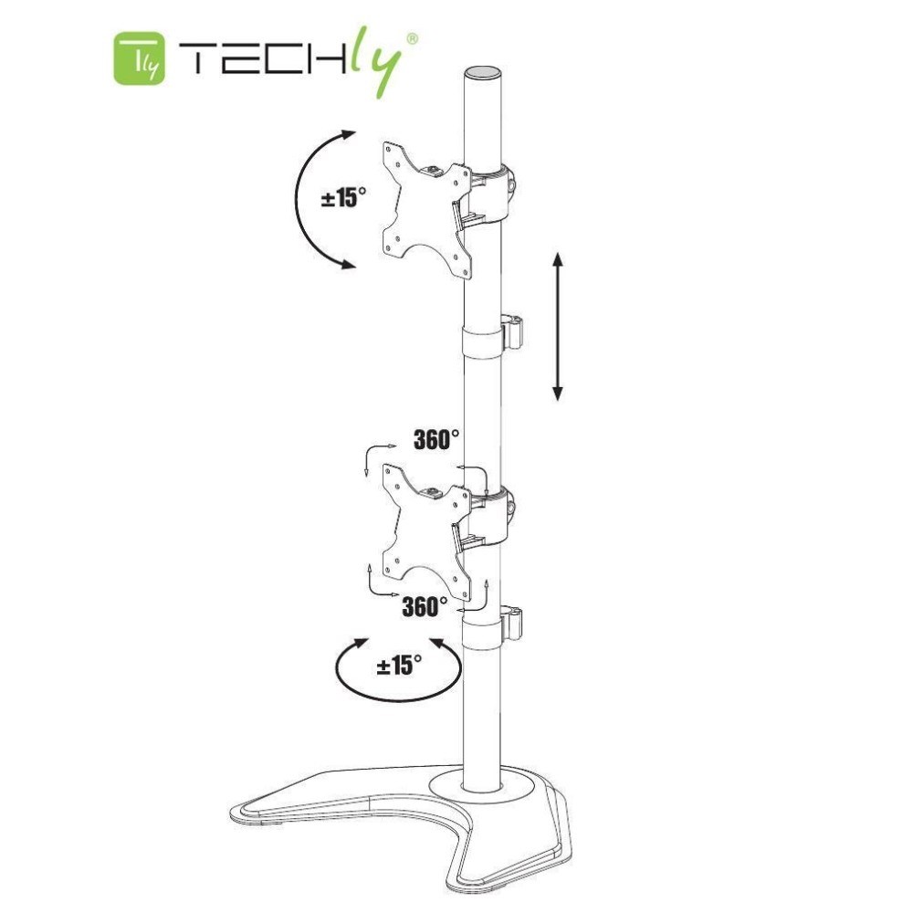 Nosač TECHLY PION (maksimalna veličina ekrana 68.6 cm, minimalna veličina ekrana 33 cm, maksimalna težina 20 kg, podržava 2 ekrana)-2