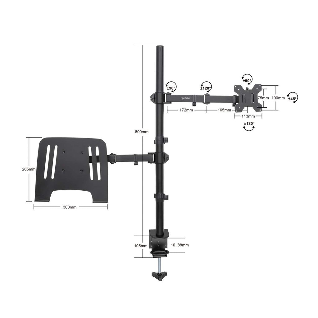 Držač za monitor MANHATTAN 13-32 inča (podesiv, crna boja)-11
