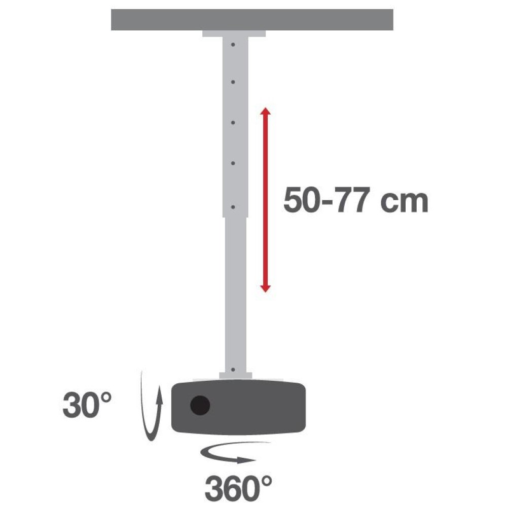 Stropni nosač za projektor TECHLY univerzalni (50-77 cm, 15 kg), bijela boja-3