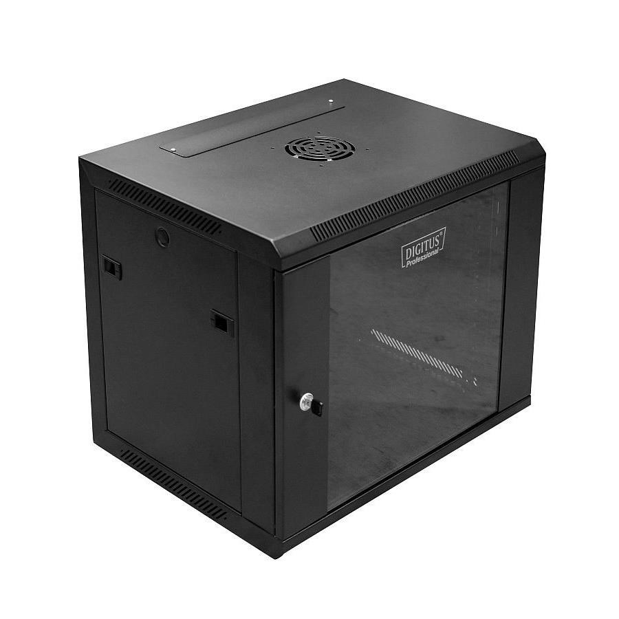 Mrežni ormar za montažu na zid 19" 9U rack 600x450 (crna, vrata od stakla, sklopiva, nosivost 60kg)-3
