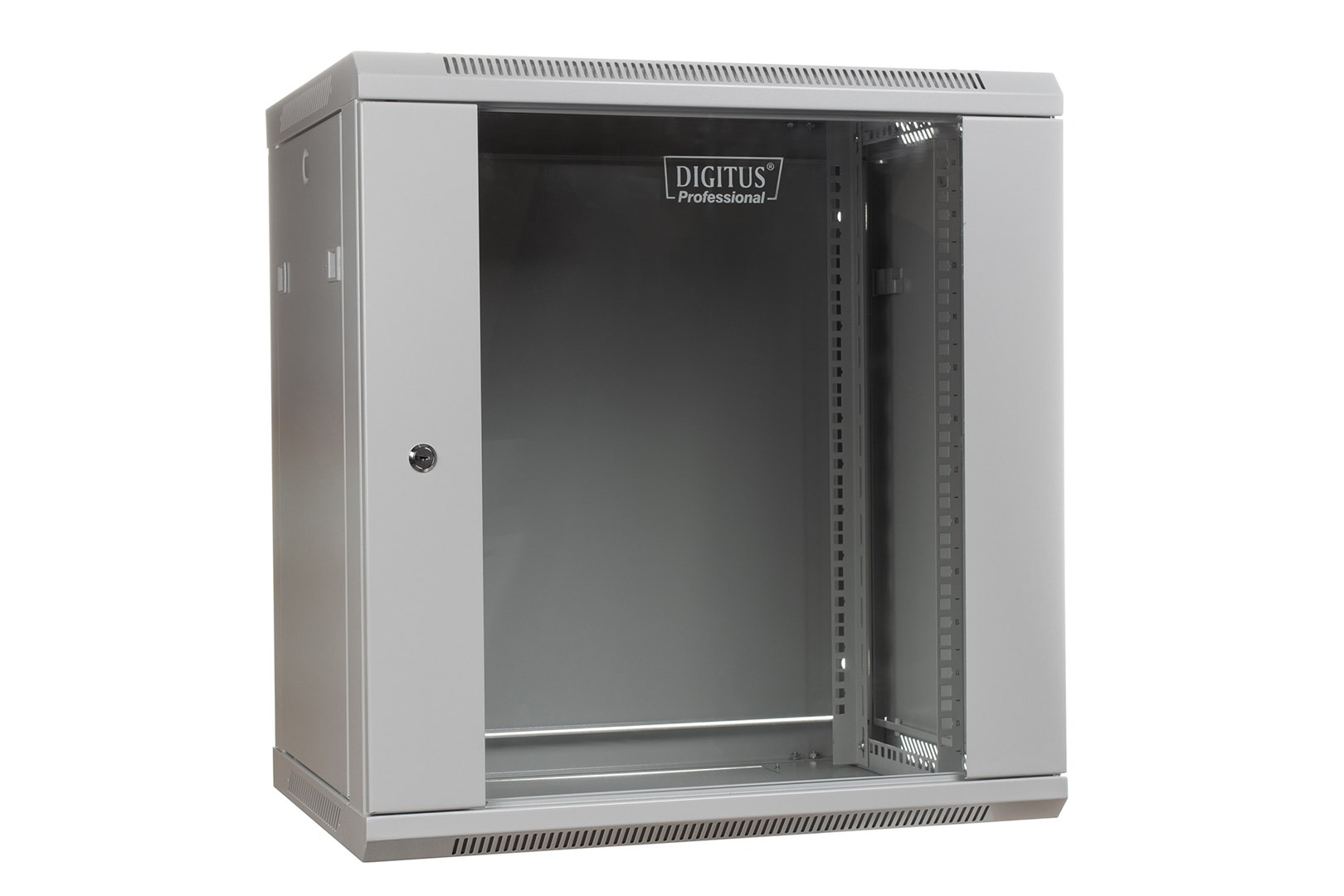 Mrežni ormar za montažu na zid DIGITUS 19" 12U rack 600x450 (staklena vrata, ne presavijen, nosivost 60kg, siva)-6