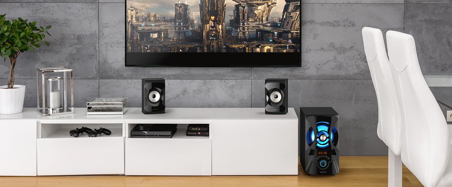 Glazbena mini linija CREATIVE Labs SBS E2900 (Bluetooth, USB, AUX, FM, Subwoofer 30W, 15Wx2, Black)-4